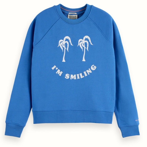 Scotch & Soda Raglan Blue Print Regular Fit Sweatshirt Top - Picture 9 of 15